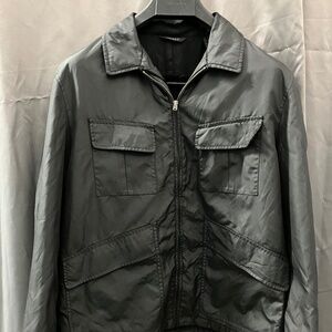 Men's black nylon DKNY military style utility jacket